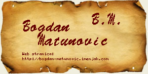Bogdan Matunović vizit kartica